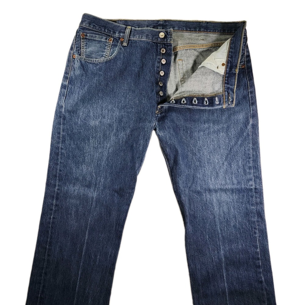 Levi's Blue 501 Y2K Straight Leg Premium Button Fly Dark Jeans Mens 40x30